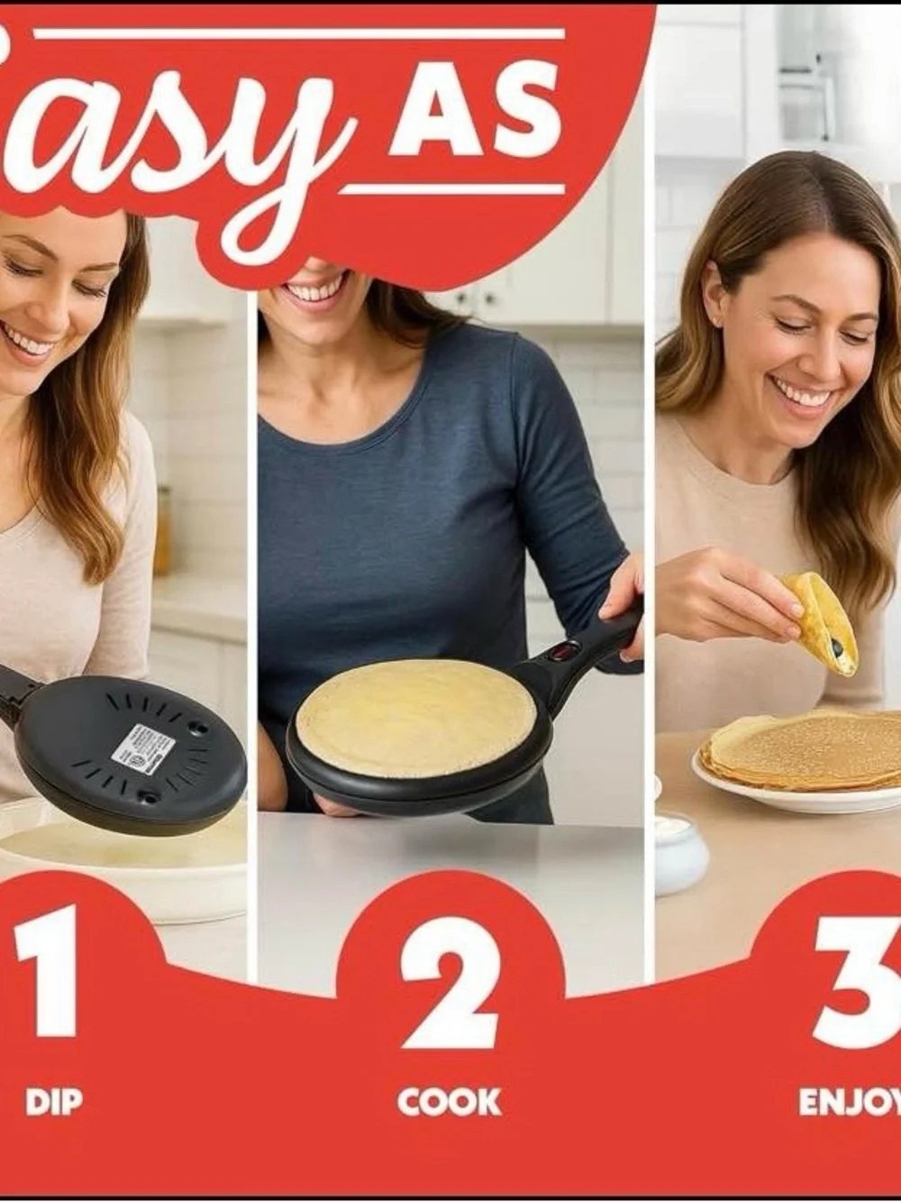 NEW - Gourmia 8” Electric Crepe Maker – Nonstick Ceramic Surface, One-Touch Oper